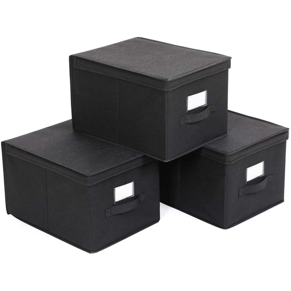 Skladací úložný box so štítkami 40 x 25 x 30 cm, čierny-Vashome.sk