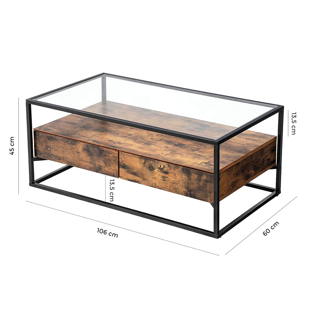 Sklenený konferenčný stolík v rustikálnom štýle 106 x 57 x 45 cm-Vashome.sk