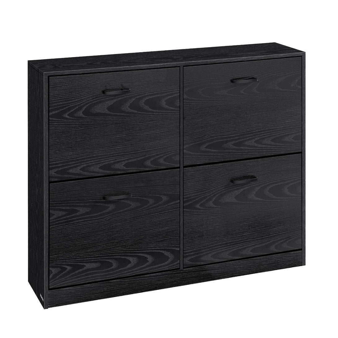 Skrinka na topánky so 4 výklopnými dvierkami, botník, 24 x 105,5 x 82,7 cm, čierna-Vashome.sk