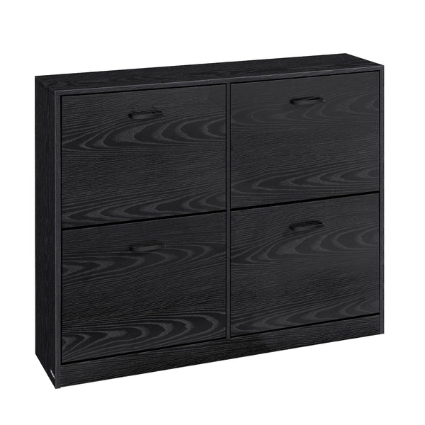 Skrinka na topánky so 4 výklopnými dvierkami, botník, 24 x 105,5 x 82,7 cm, čierna-Vashome.sk