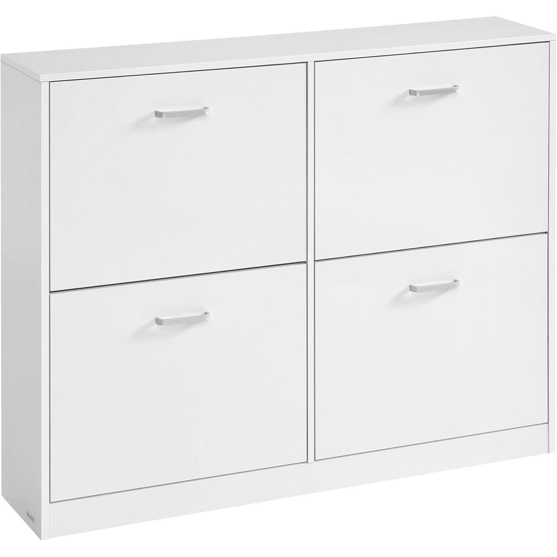 Skrinka na topánky so 4 výklopnými dvierkami, botník, 24 x 105,5 x 82,7 cm, snehobiely-Vashome.sk