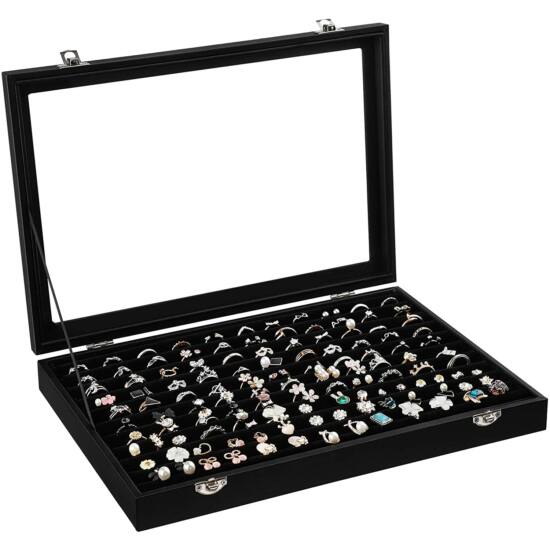Šperkovnica, pre prstene, náušnice, manžetové gombíky, čierna-Vashome.sk