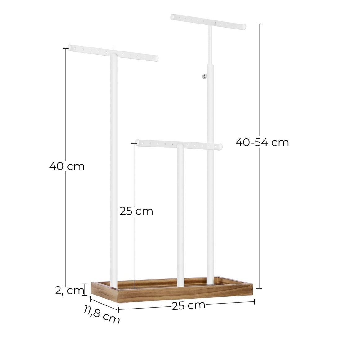 SONGMICS Stojan na šperky 2v1, 25 x (41,5-56,5) x 11,8 cm, hnedý a biely-Vashome.sk