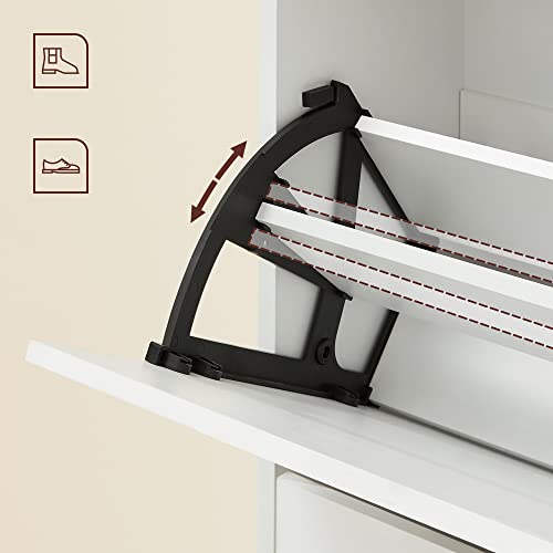 Cipőtartó 2 lenyitható rekesszel, nyitott tárolóval, 24 x 60 x 102 cm, felhő fehér-Vashome.sk