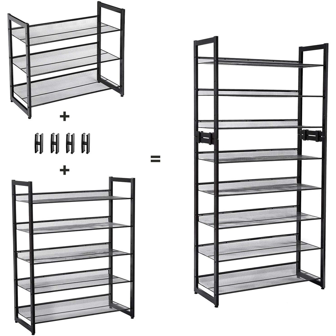 Stojan na topánky s 5 policami z kovovej sieťoviny 74 x 30,7 x 104 cm-Vashome.sk