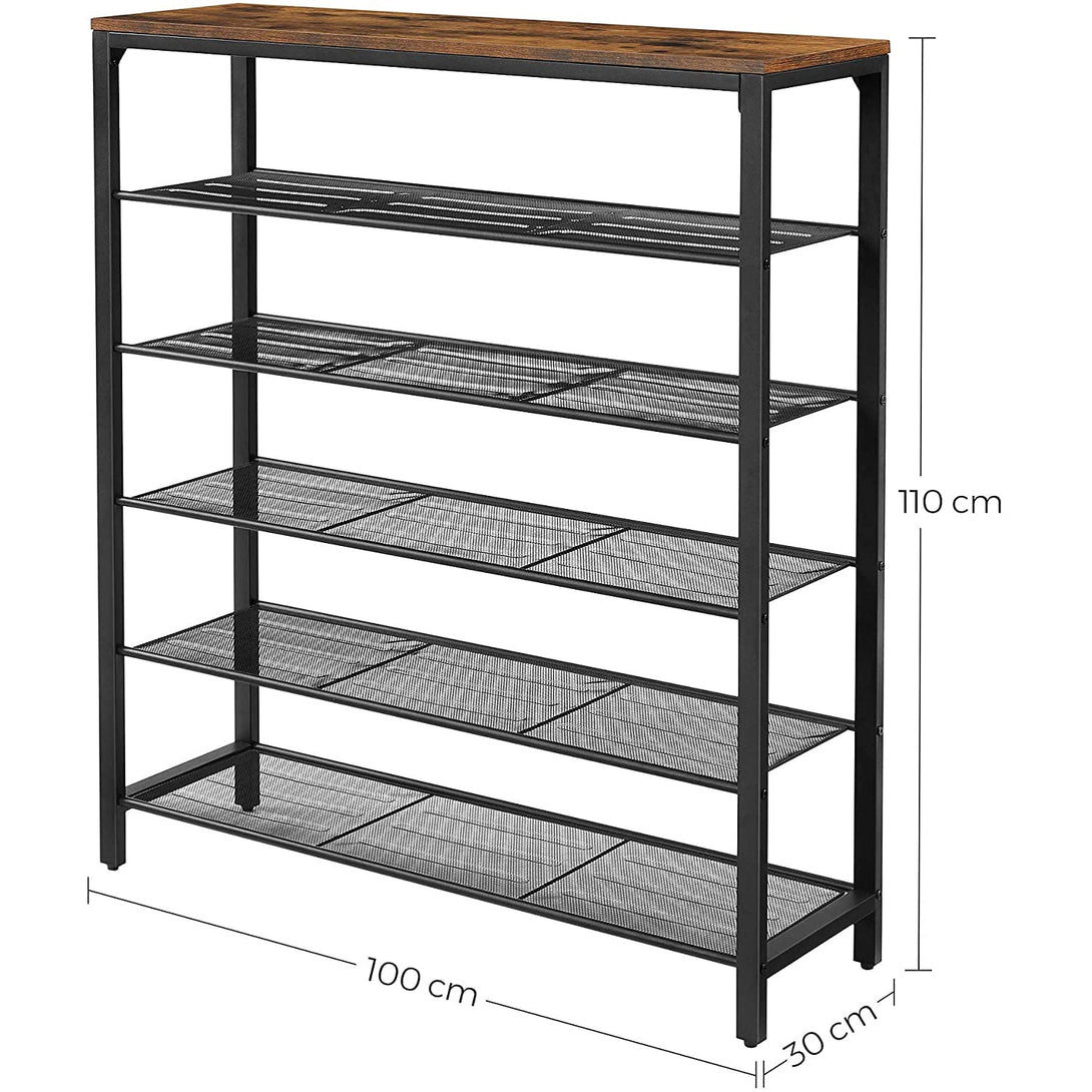 Stojan na topánky s 5 úrovňami, 100 x 110 x 30 cm, rustikálny hnedý-Vashome.sk