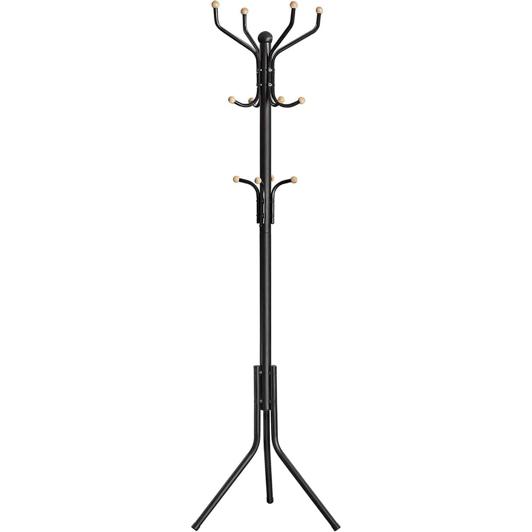 Vešiakový stojan, pevný kovový vešiak na kabáty, 182 cm, čierny-Vashome.sk