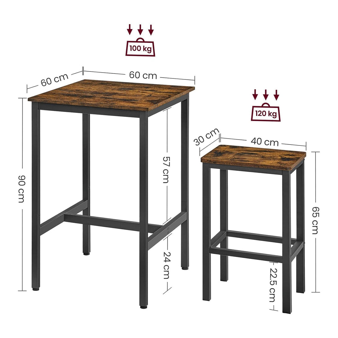 Súprava jedálenského stola a stoličiek, malý kuchynský stôl s 2 stoličkami, rustikálny hnedý | VASAGLE-Vashome.sk
