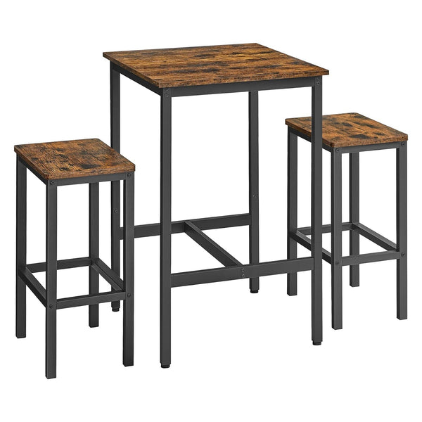 Súprava jedálenského stola a stoličiek, malý kuchynský stôl s 2 stoličkami, rustikálny hnedý | VASAGLE-Vashome.sk