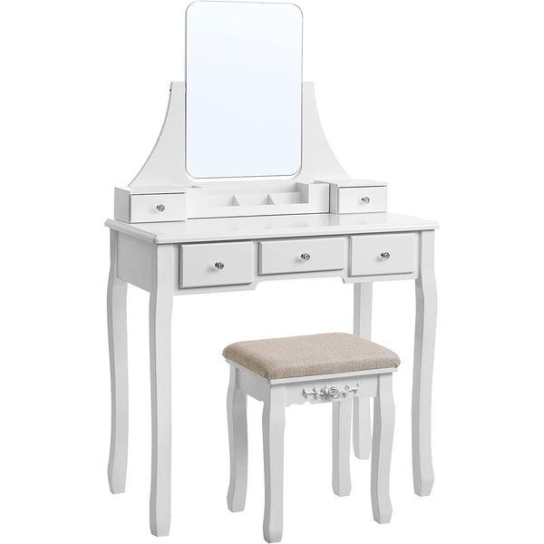 Súprava toaletného stolíka s bezrámovým zrkadlom 80 x 40 x 137,5 cm, biely-Vashome.sk
