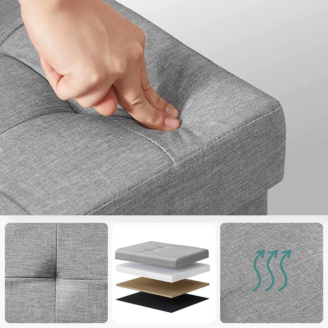 SONGMICS Skladacia úložná lavica 120L, 110 x 38 x 38 cm, svetlosivá-Vashome.sk