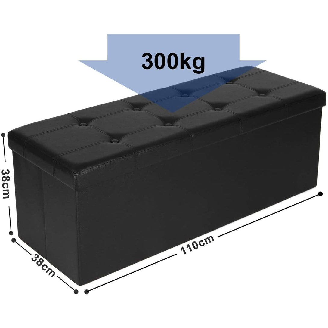 Taburetka 3-miestna, Úložný box, nosnosť do 300 kg, čierny | SONGMICS