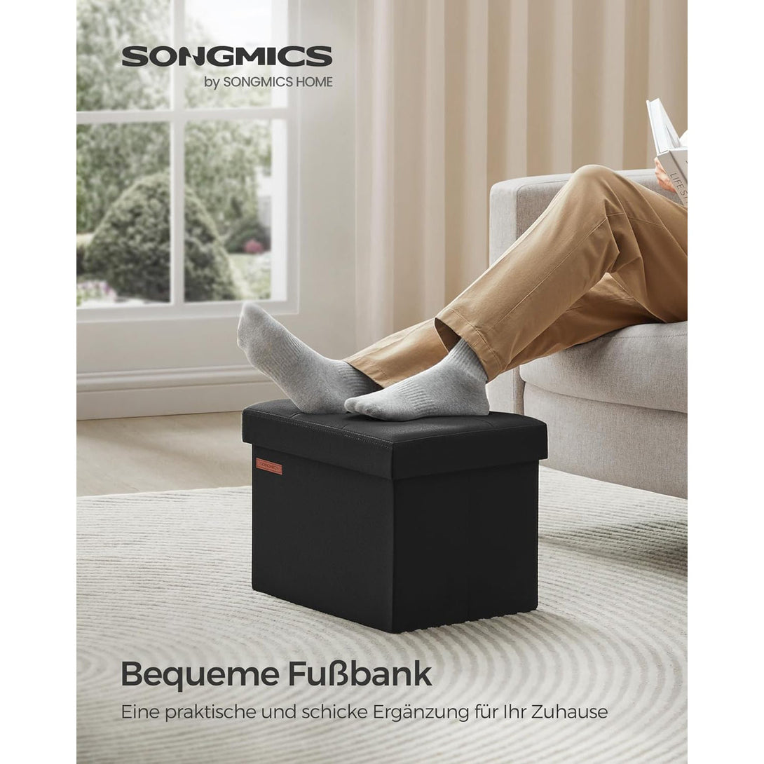 Taburetka 42 l, úložný box, čierna farba-Vashome.sk
