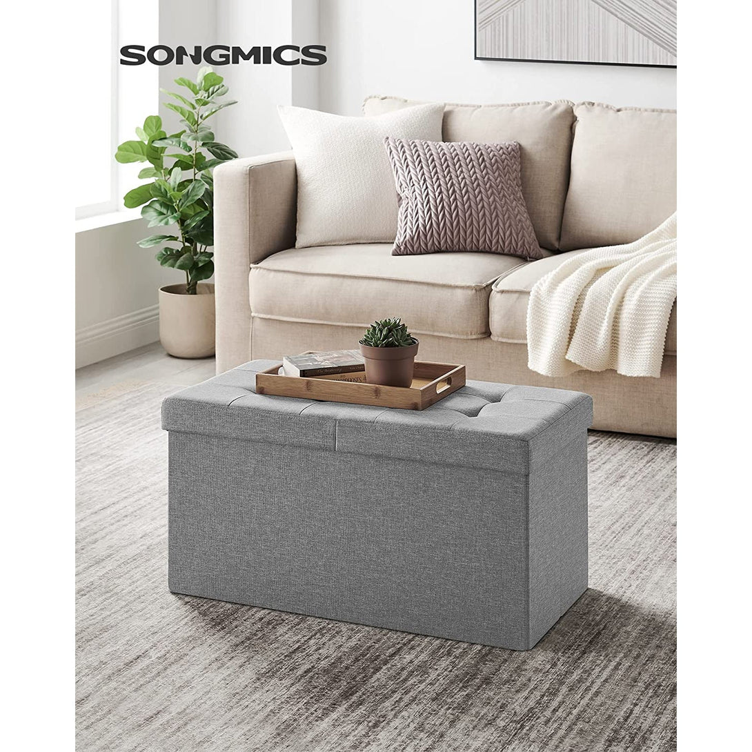 SONGMICS Sedací úložný box 80 L, 76 x 38 x 38 cm, svetlošedý-Vashome.sk