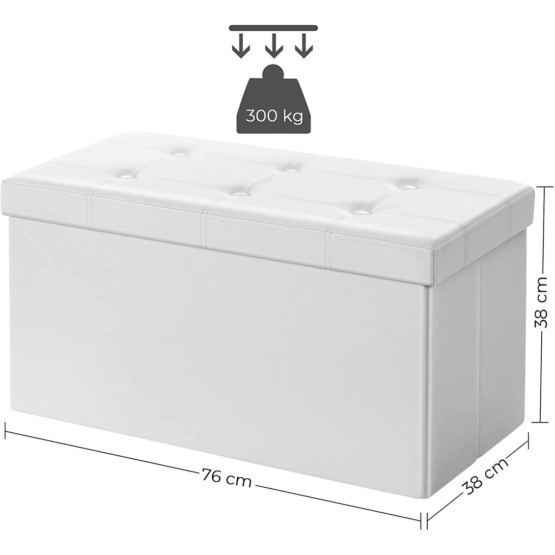 Sedací box, taburetka, 76 cm, syntetická koža, biely-Vashome.sk