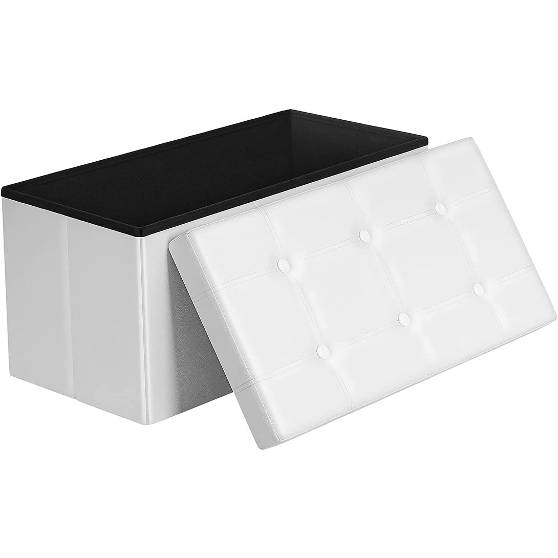 Sedací box, taburetka, 76 cm, syntetická koža, biely-Vashome.sk
