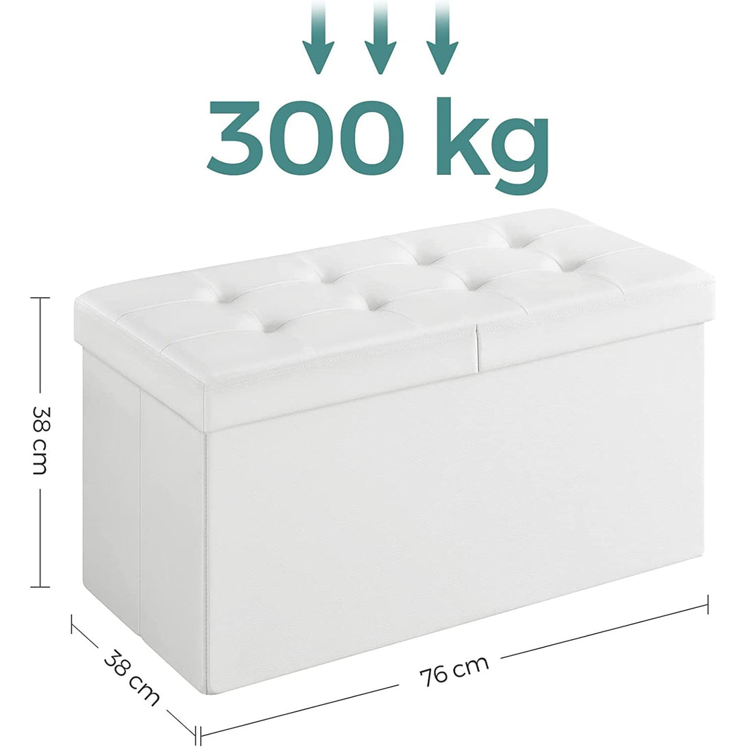 SONGMICS Sedací box 80 L, taburet, nosnosť do 300 kg, 76 x 38 x 38 cm, biely-Vashome.sk