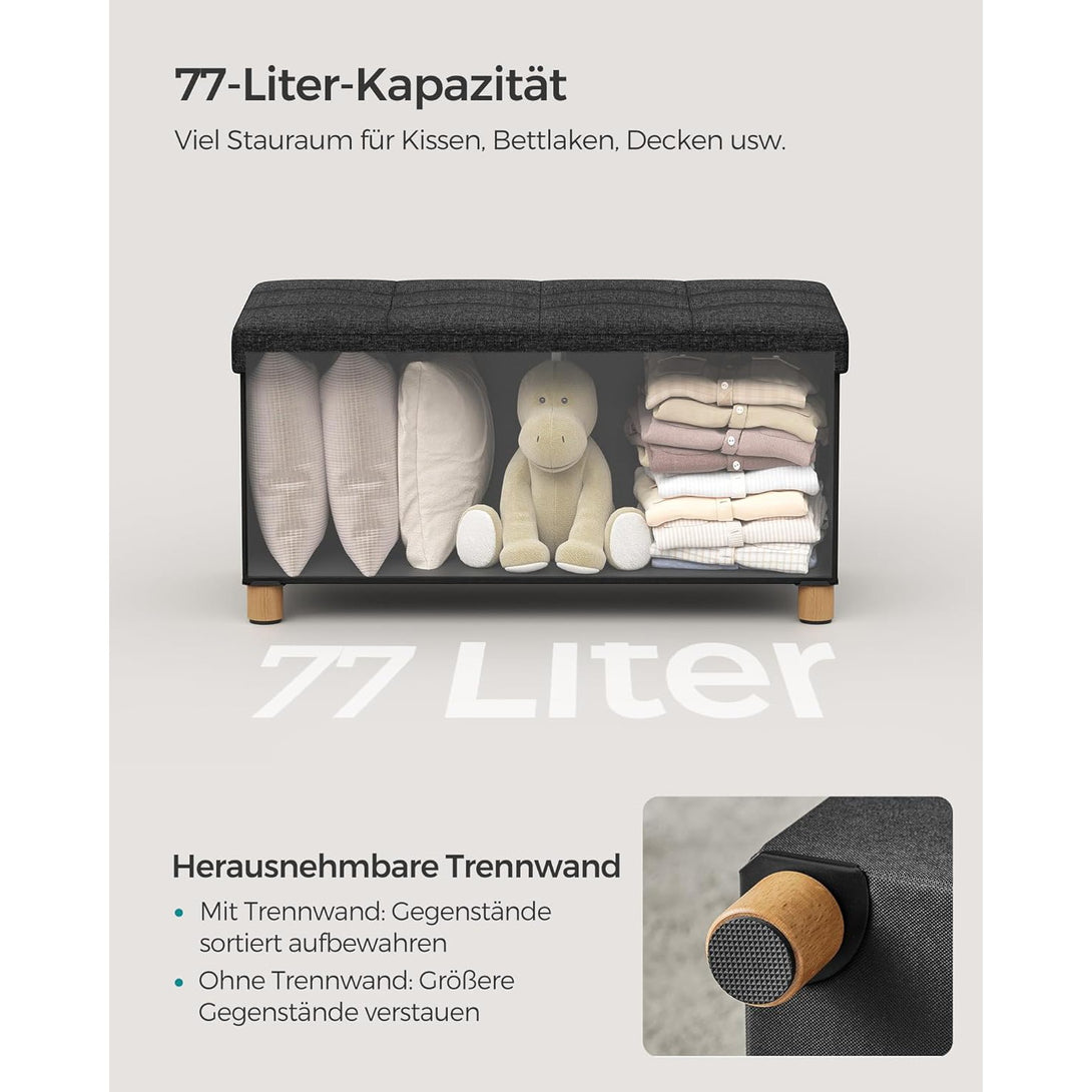 Összecsukható puff, lábtartó ottomán, 77 L, tintafekete-Vashome.sk