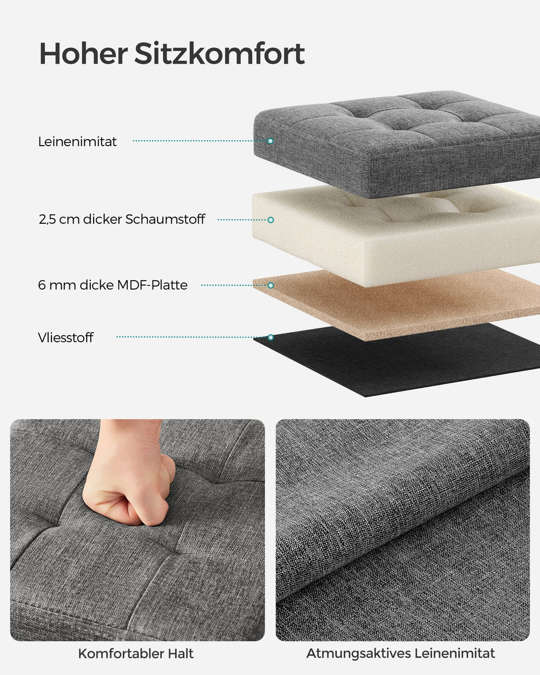 Tárolós ülőke, kis összecsukható pad, 30 × 30 cm-es lábtartó sötétszürke színben-Vashome.sk