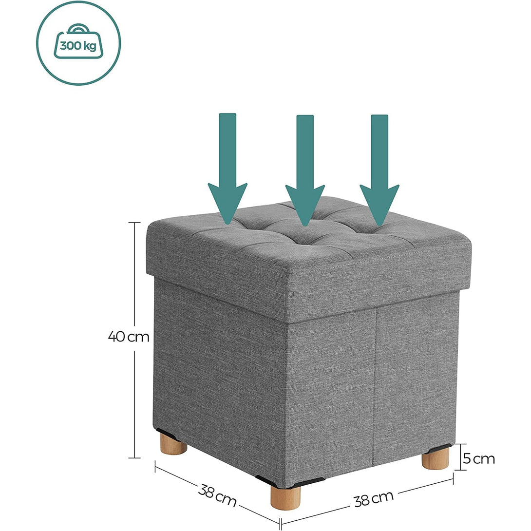 SONGMICS Taburetka, úložný sedací box, polstrovaný, nosnosť do 300 kg, svetlošedá-Vashome.sk