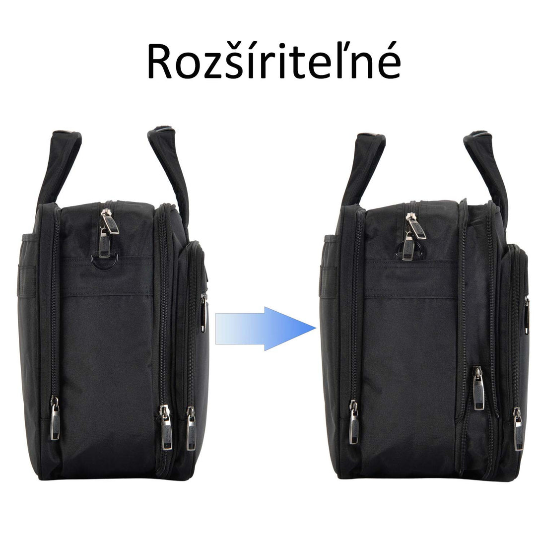 Taška na notebook 17" , rozšíriteľná obchodná aktovka, čierna ∣ BONTOUR-Vashome.sk
