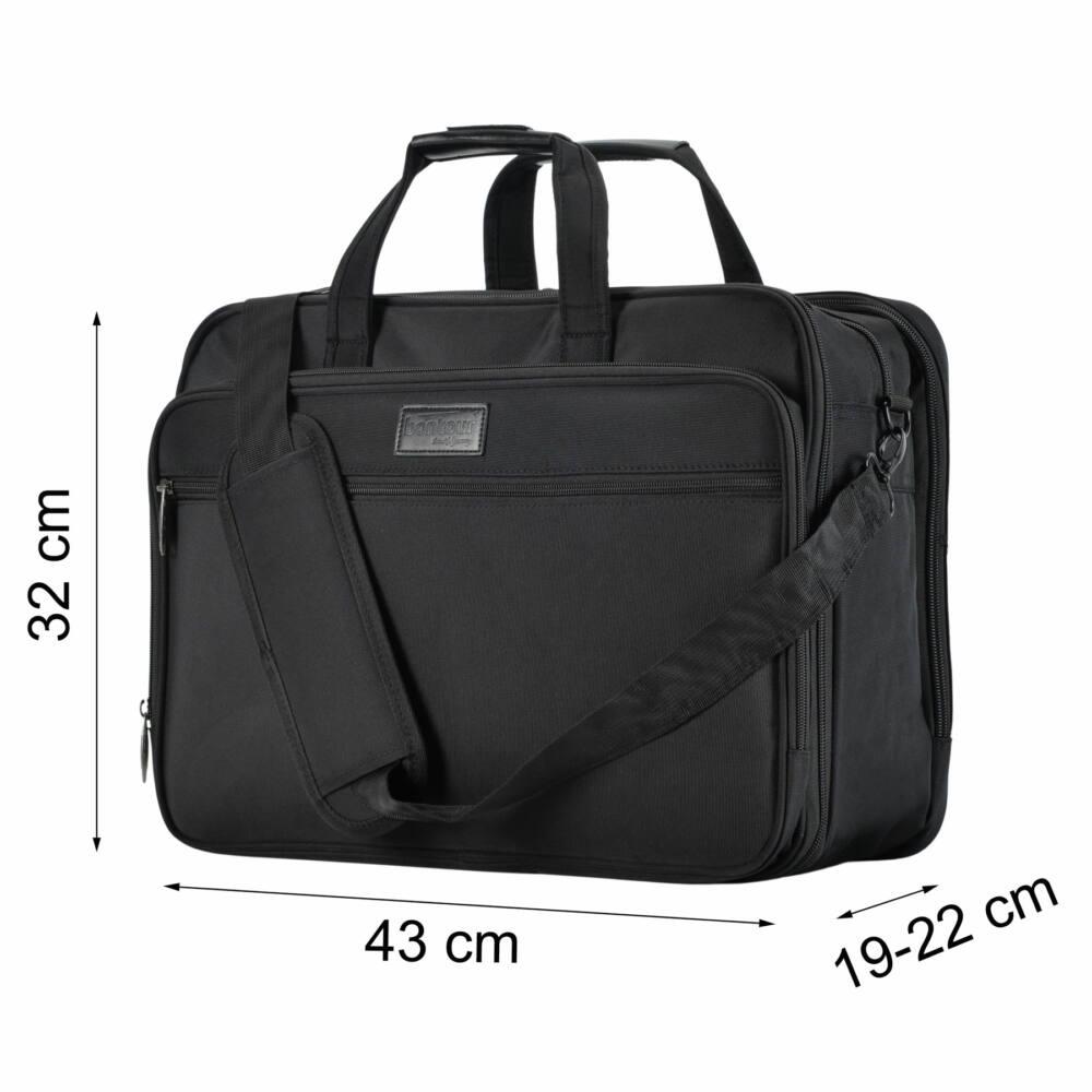 BONTOUR 17,3" taška na notebook, rozšíriteľná obchodná aktovka s priehradkami, čierna-Vashome.sk