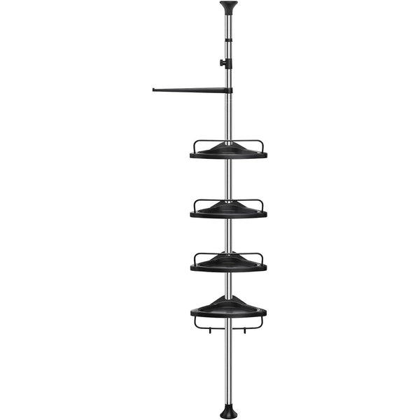Teleskopická kúpeľňová polica s nastaviteľnou výškou do 300 cm, čierna | SONGMICS-Vashome.sk