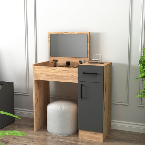 Fésülködő asztal Inci - Atlantic Pine, Anthracite-Vashome.sk