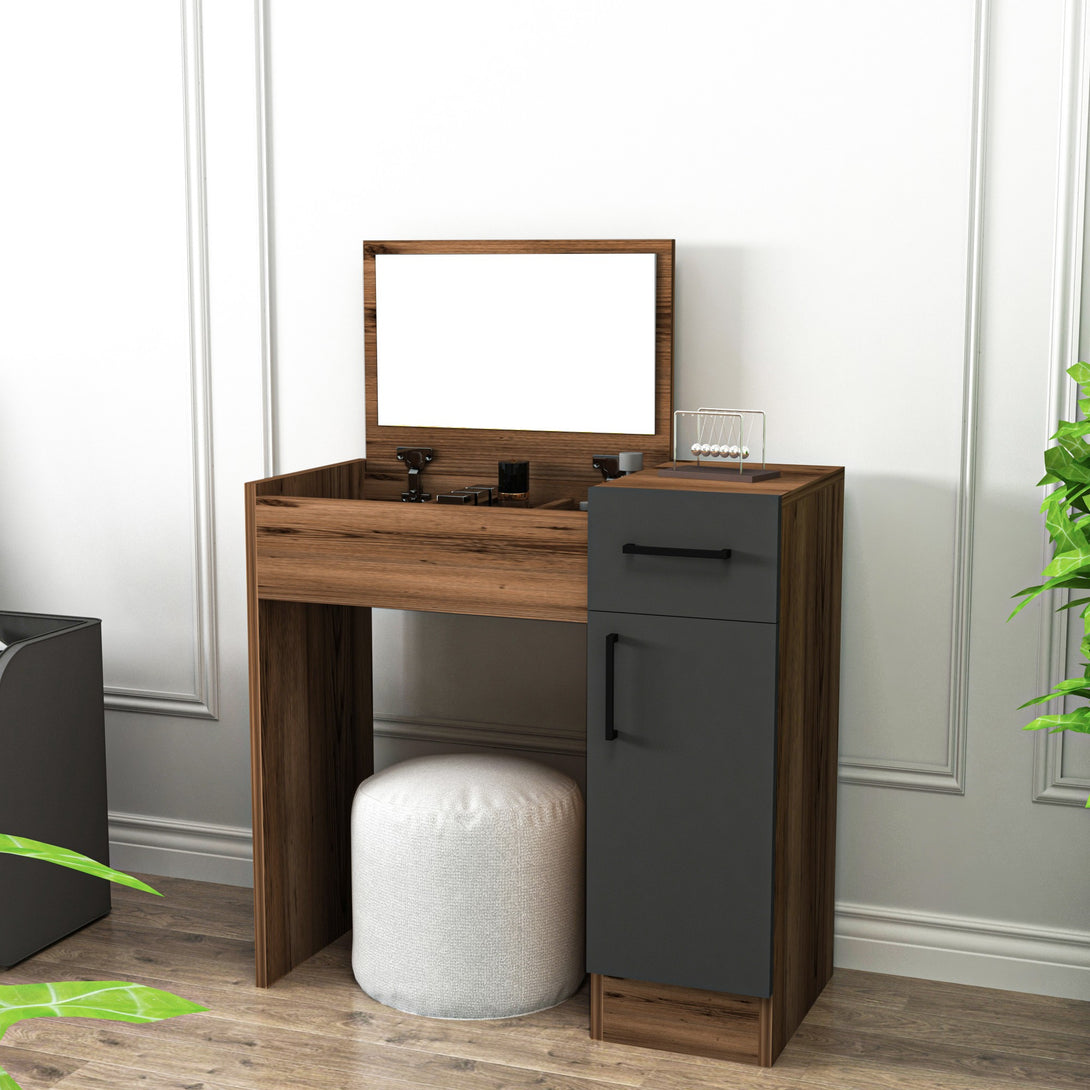 Fésülködő asztal Inci - Light Walnut, Anthracite-Vashome.sk