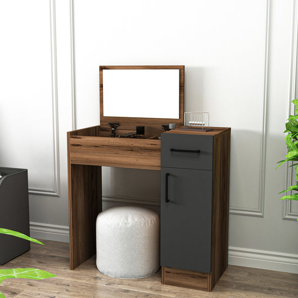 Fésülködő asztal Inci - Light Walnut, Anthracite-Vashome.sk