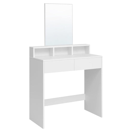 Toaletný stolík, kozmetický stolík s 2 zásuvkami a 3 priehradkami, biely | VASAGLE-Vashome.sk