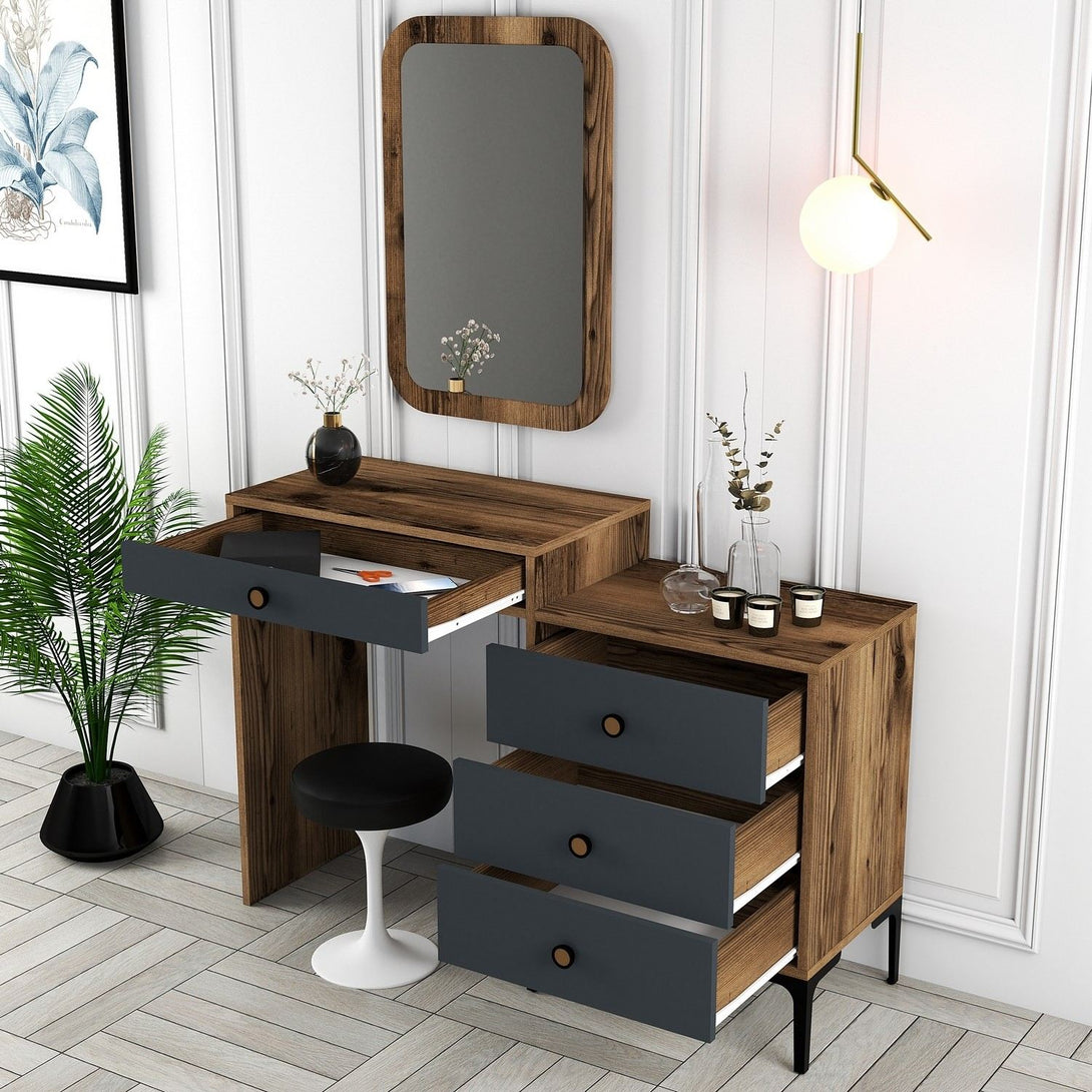 Fésülködő asztal Lizbon 543 - Walnut, Anthracite-Vashome.sk