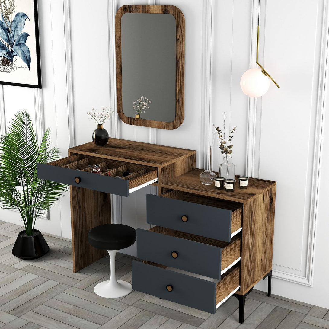 Fésülködő asztal Lizbon 543 - Walnut, Anthracite-Vashome.sk