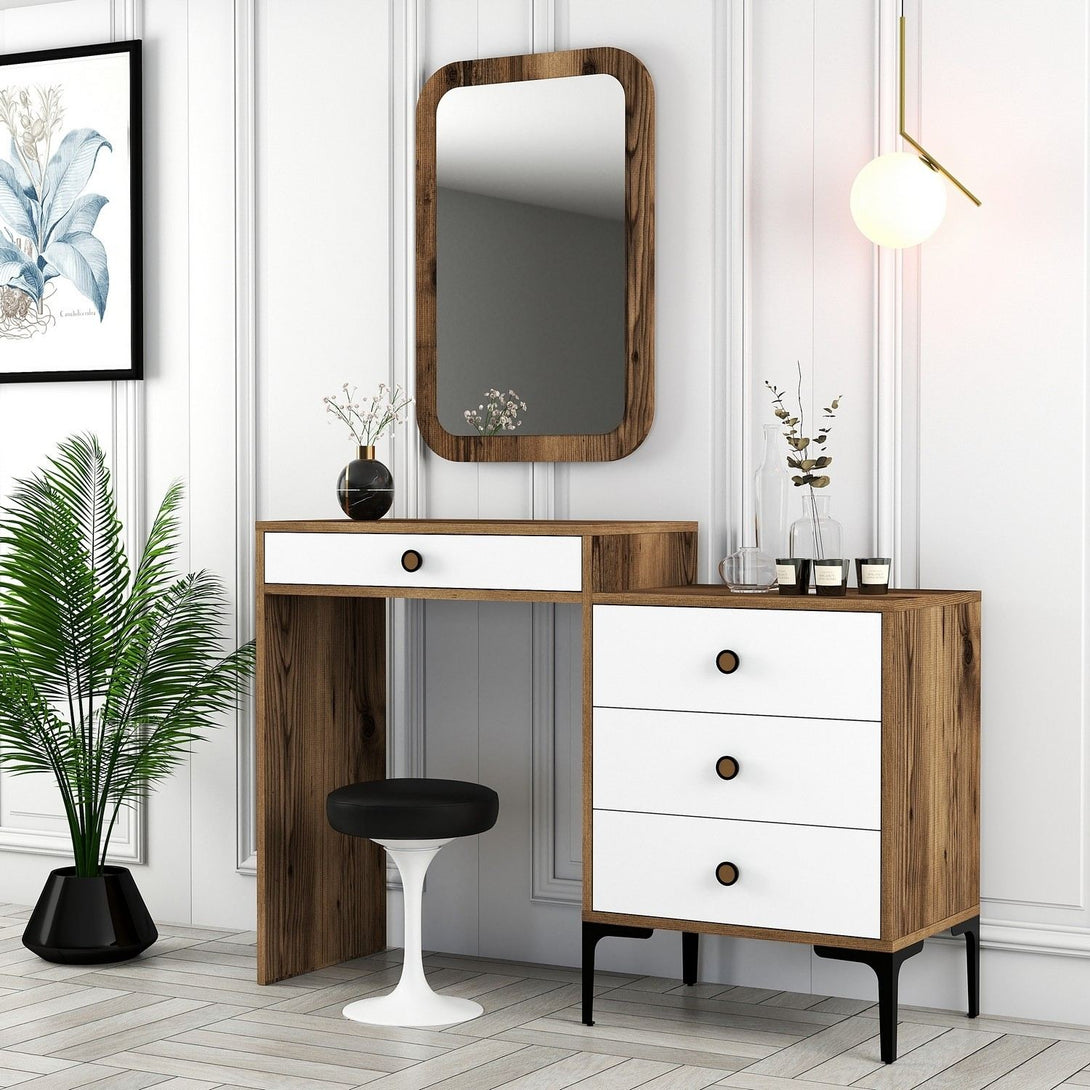 Fésülködő asztal Lizbon 544 - Walnut, White-Vashome.sk