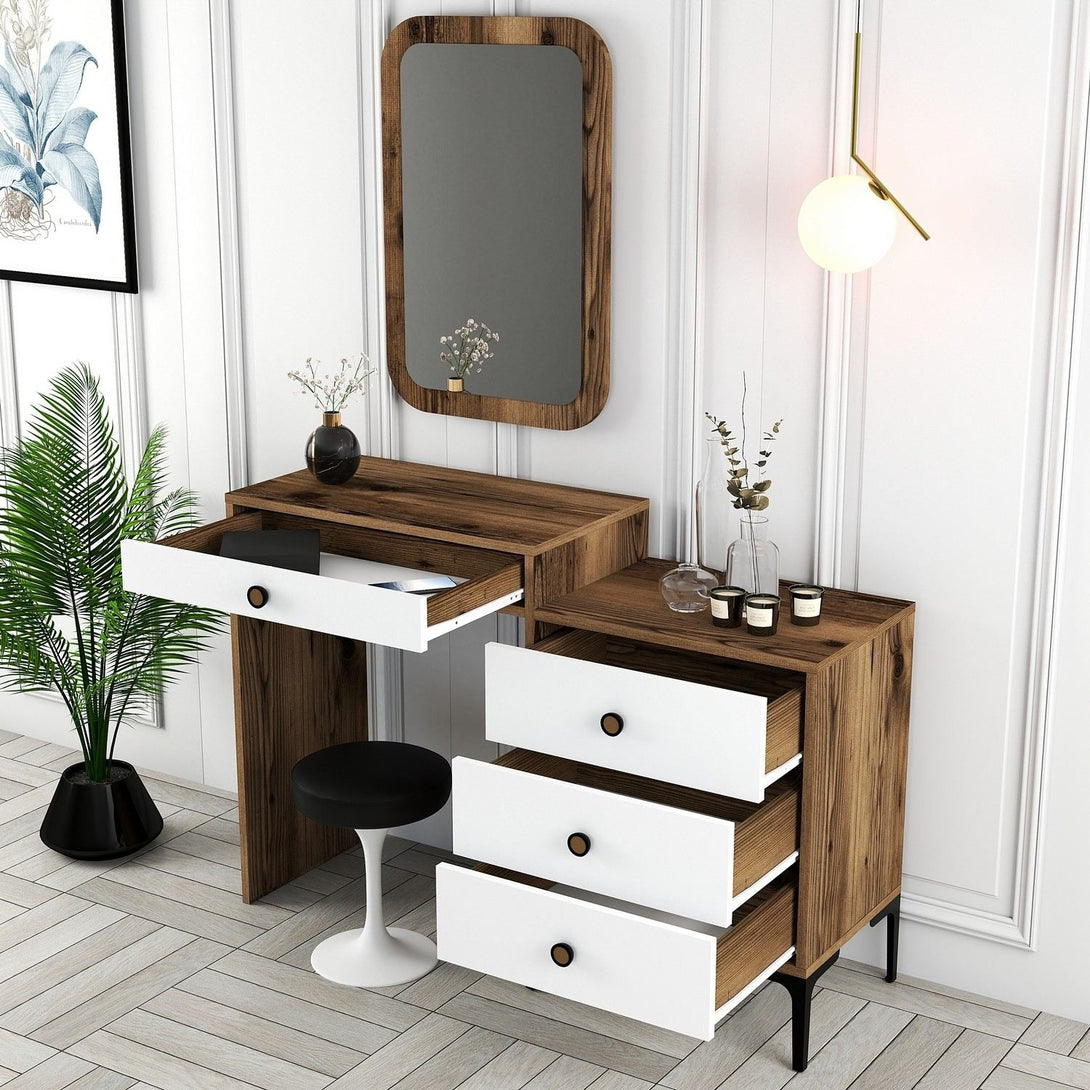 Fésülködő asztal Lizbon 544 - Walnut, White-Vashome.sk