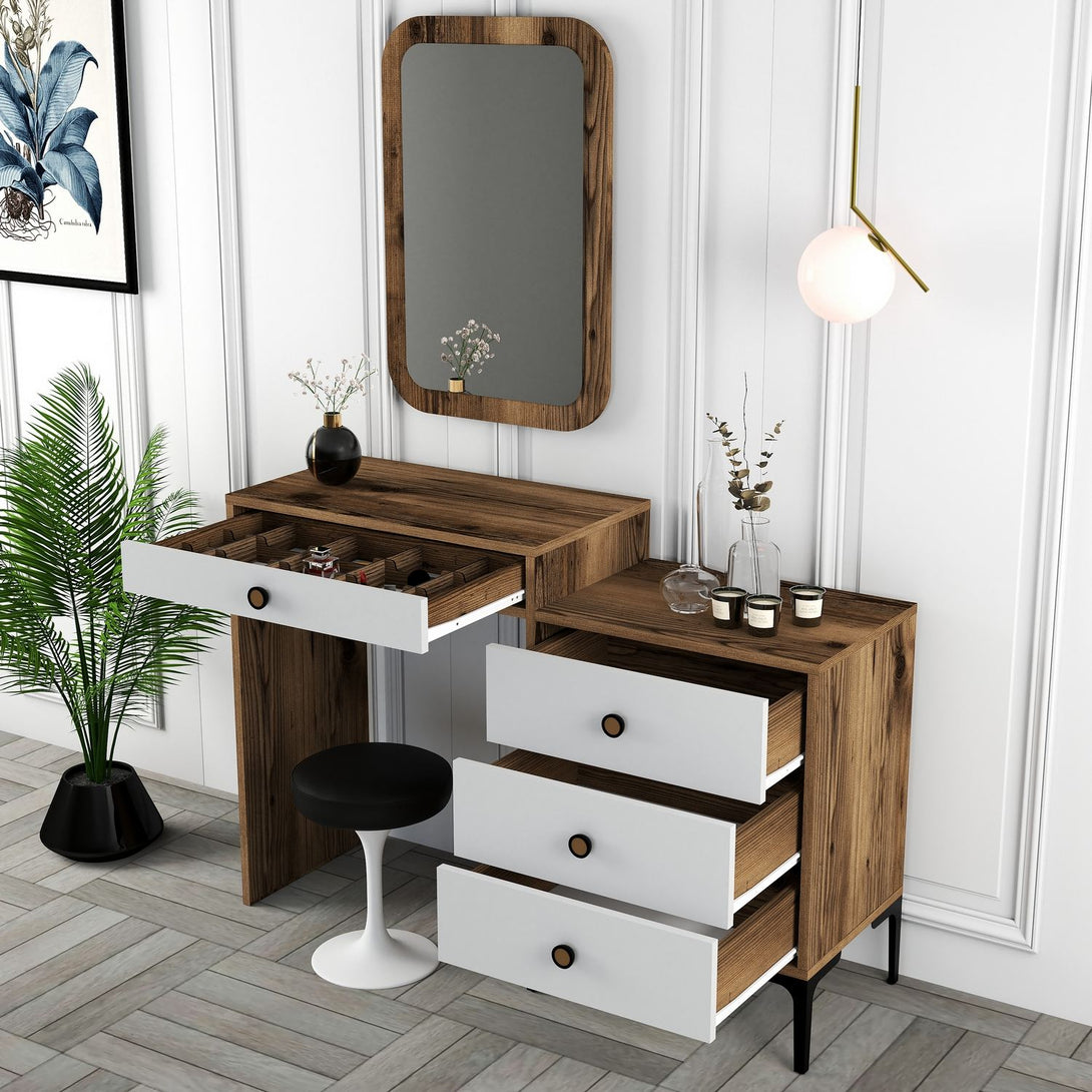 Fésülködő asztal Lizbon 544 - Walnut, White-Vashome.sk