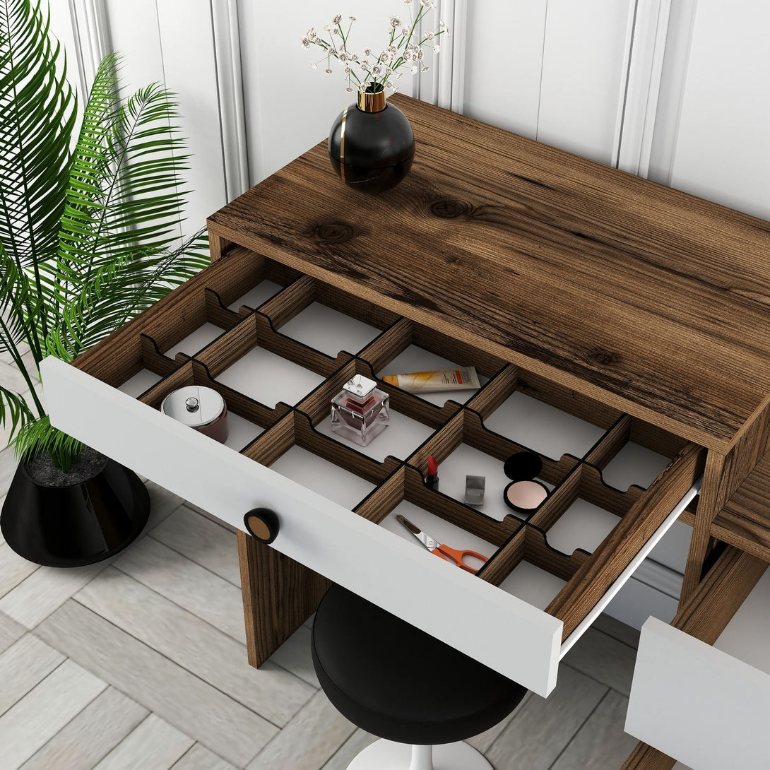 Fésülködő asztal Lizbon 544 - Walnut, White-Vashome.sk