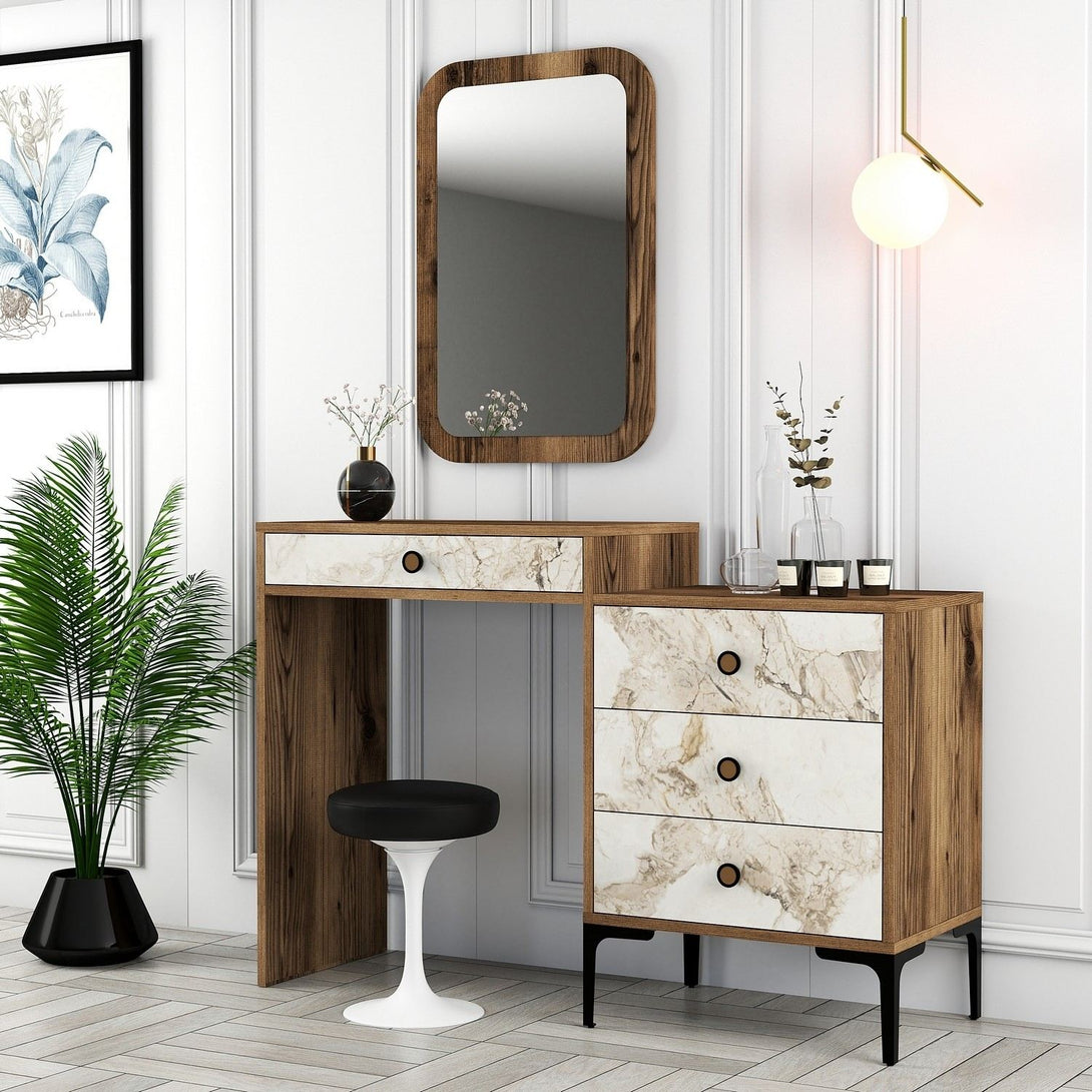Fésülködő asztal Lizbon 545 - Walnut, White-Vashome.sk