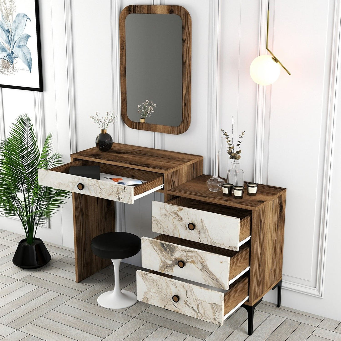 Fésülködő asztal Lizbon 545 - Walnut, White-Vashome.sk