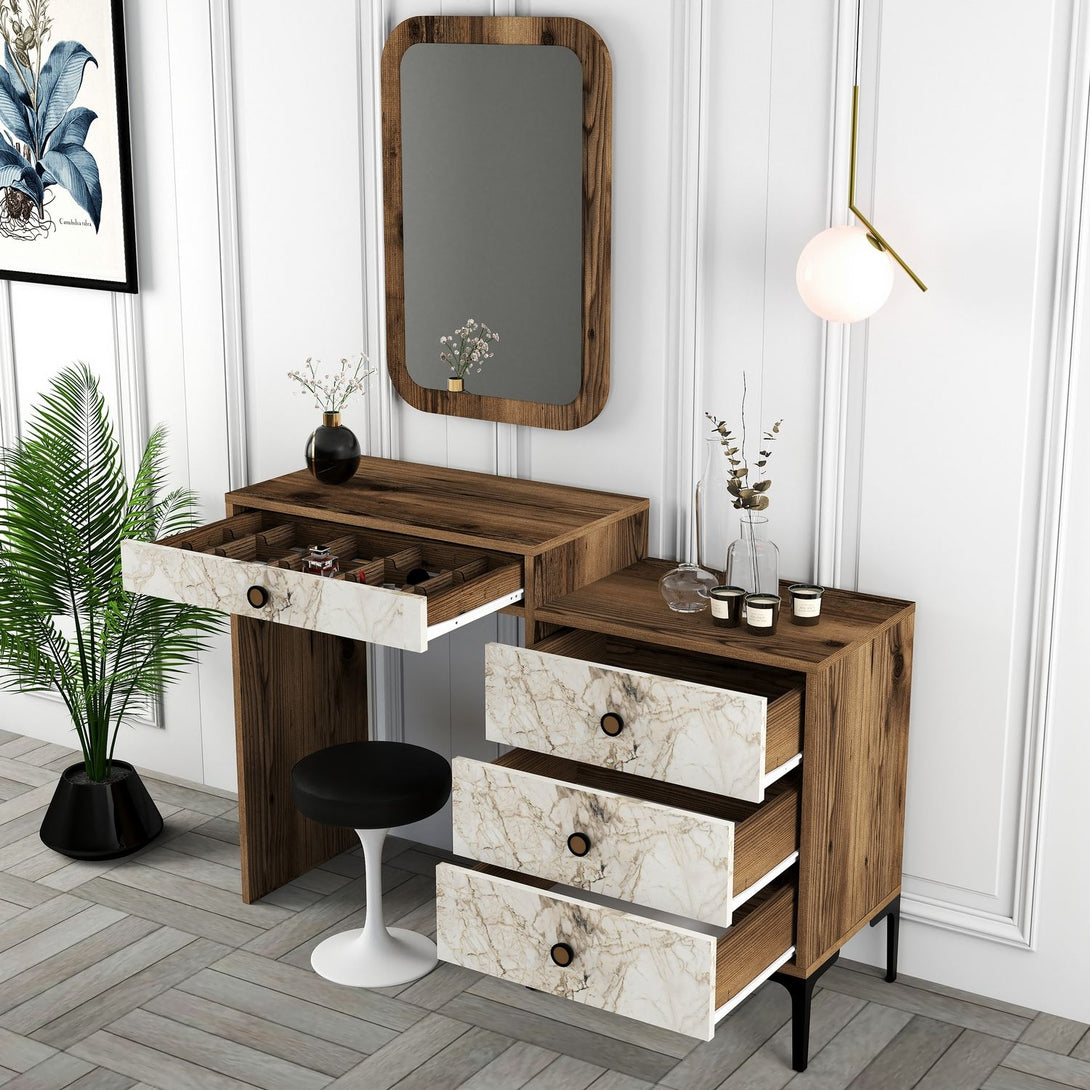 Fésülködő asztal Lizbon 545 - Walnut, White-Vashome.sk
