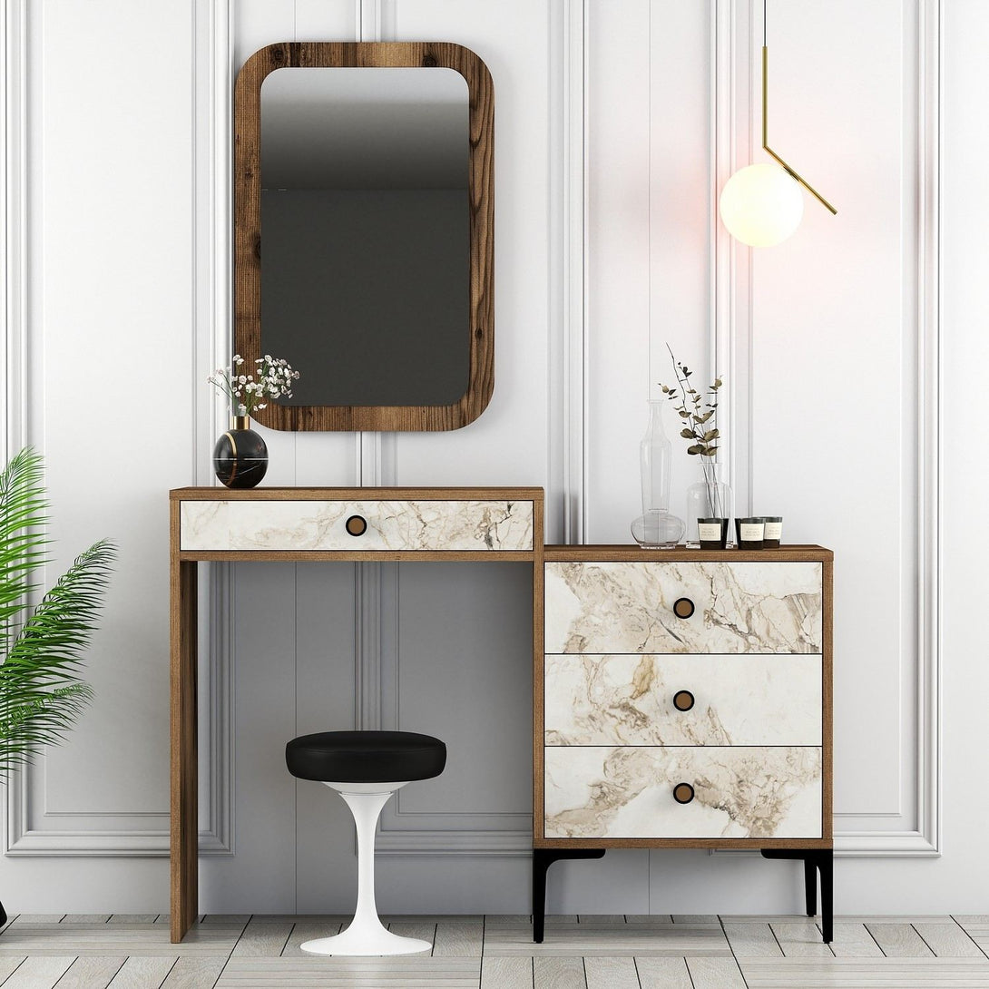 Fésülködő asztal Lizbon 545 - Walnut, White-Vashome.sk