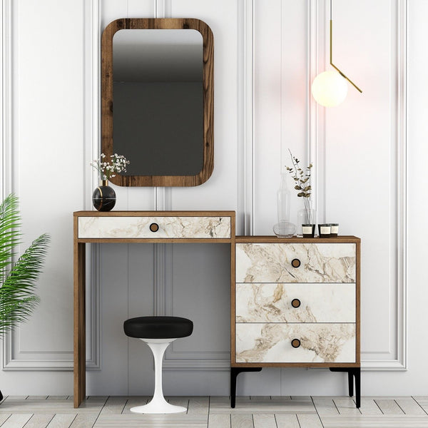 Fésülködő asztal Lizbon 545 - Walnut, White-Vashome.sk