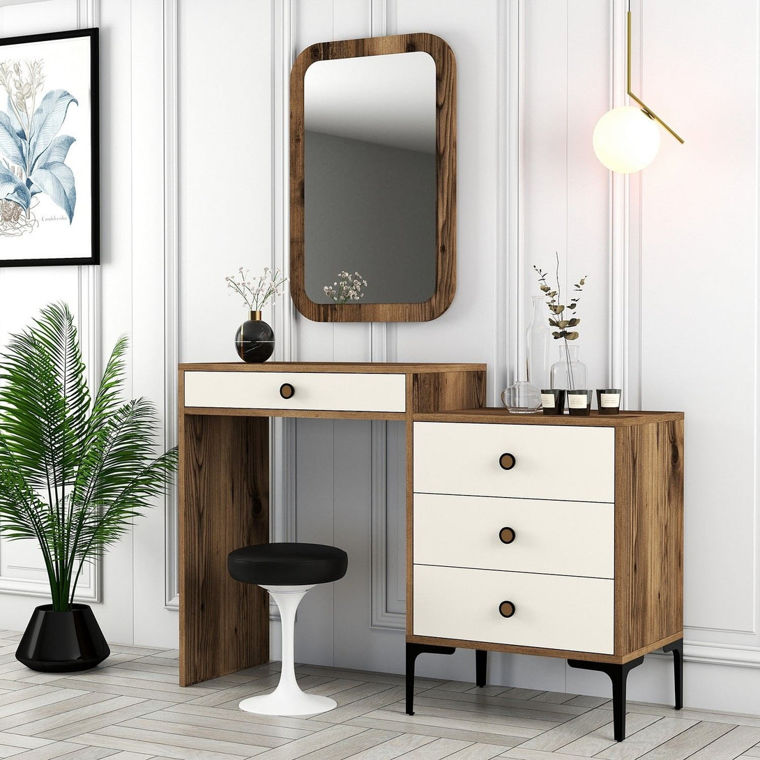 Fésülködő asztal Lizbon 547 - Walnut, Cream-Vashome.sk