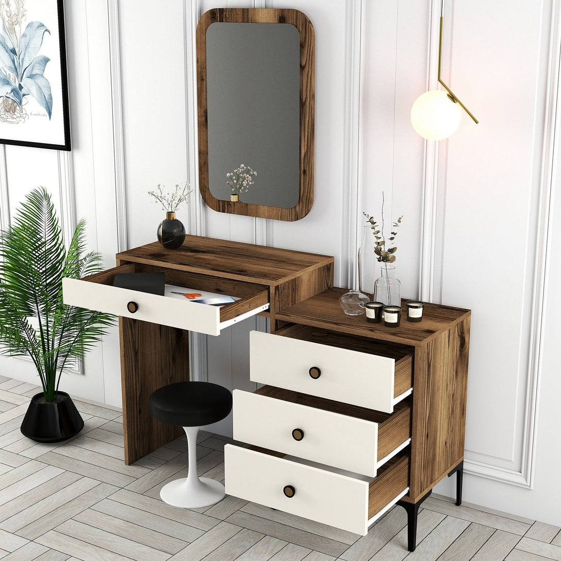 Fésülködő asztal Lizbon 547 - Walnut, Cream-Vashome.sk