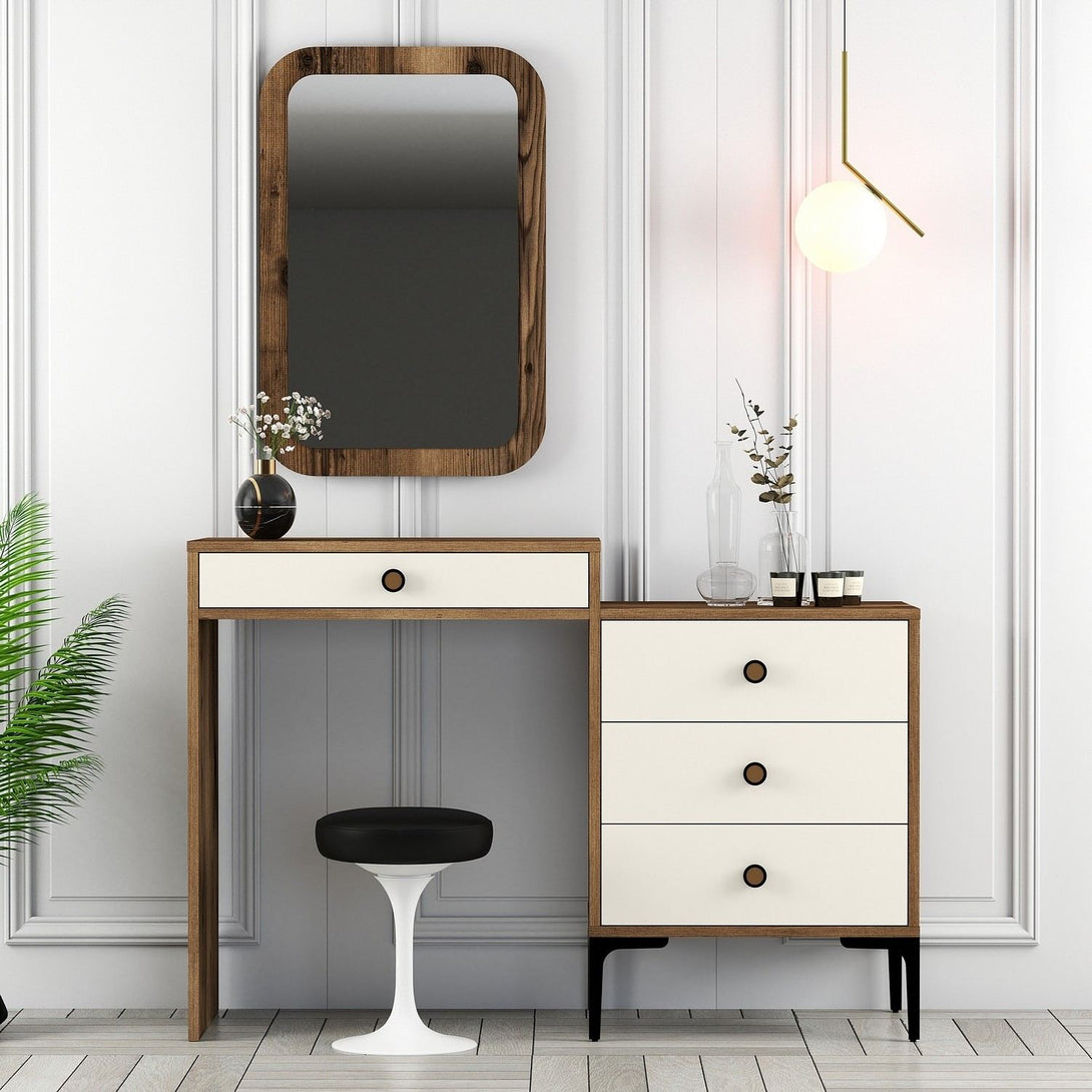 Fésülködő asztal Lizbon 547 - Walnut, Cream-Vashome.sk