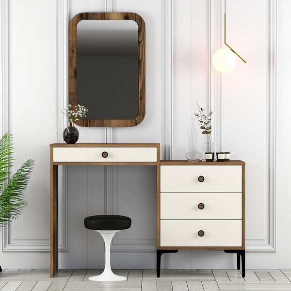 Fésülködő asztal Lizbon 547 - Walnut, Cream-Vashome.sk