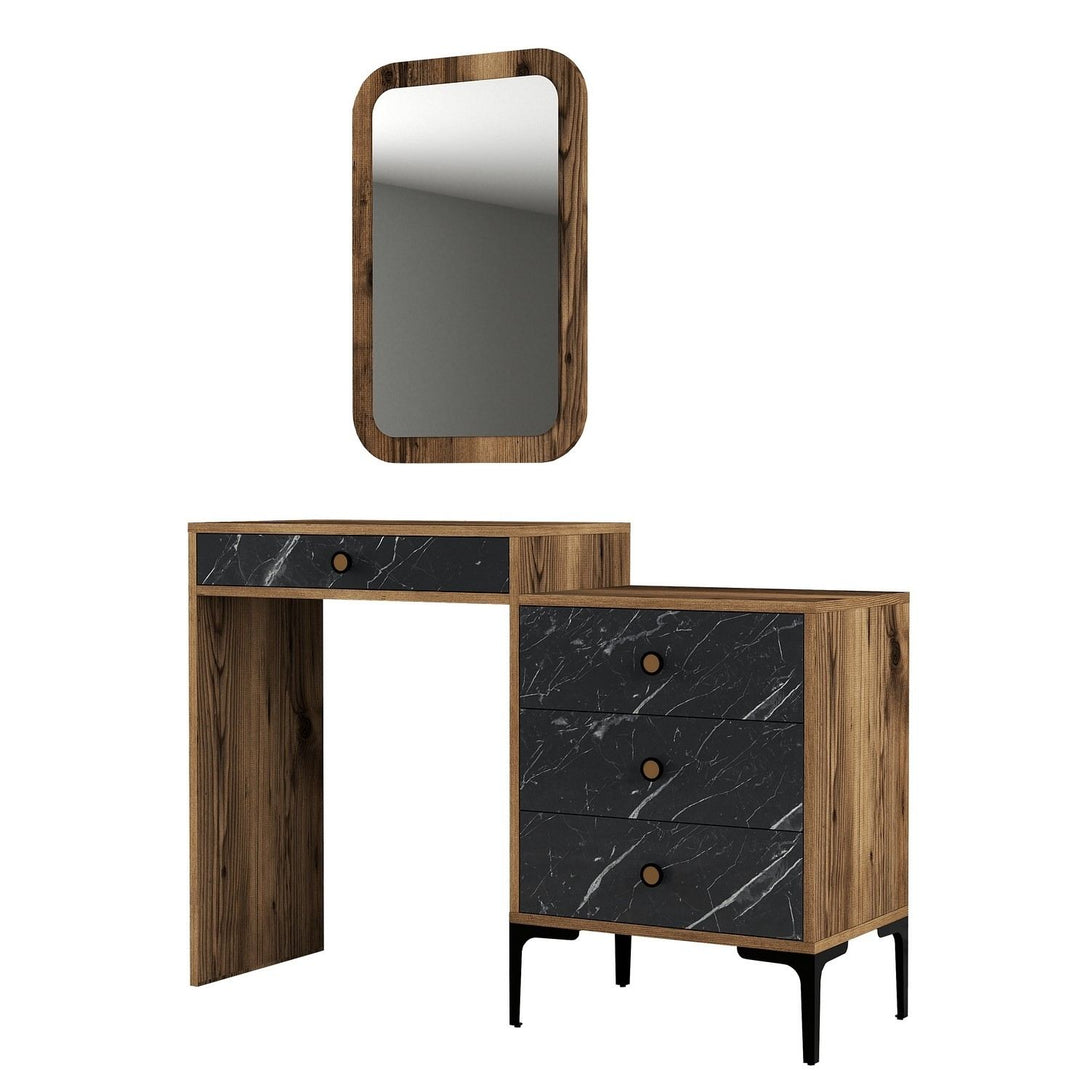 Fésülködő asztal Lizbon 548 - Walnut, Black-Vashome.sk