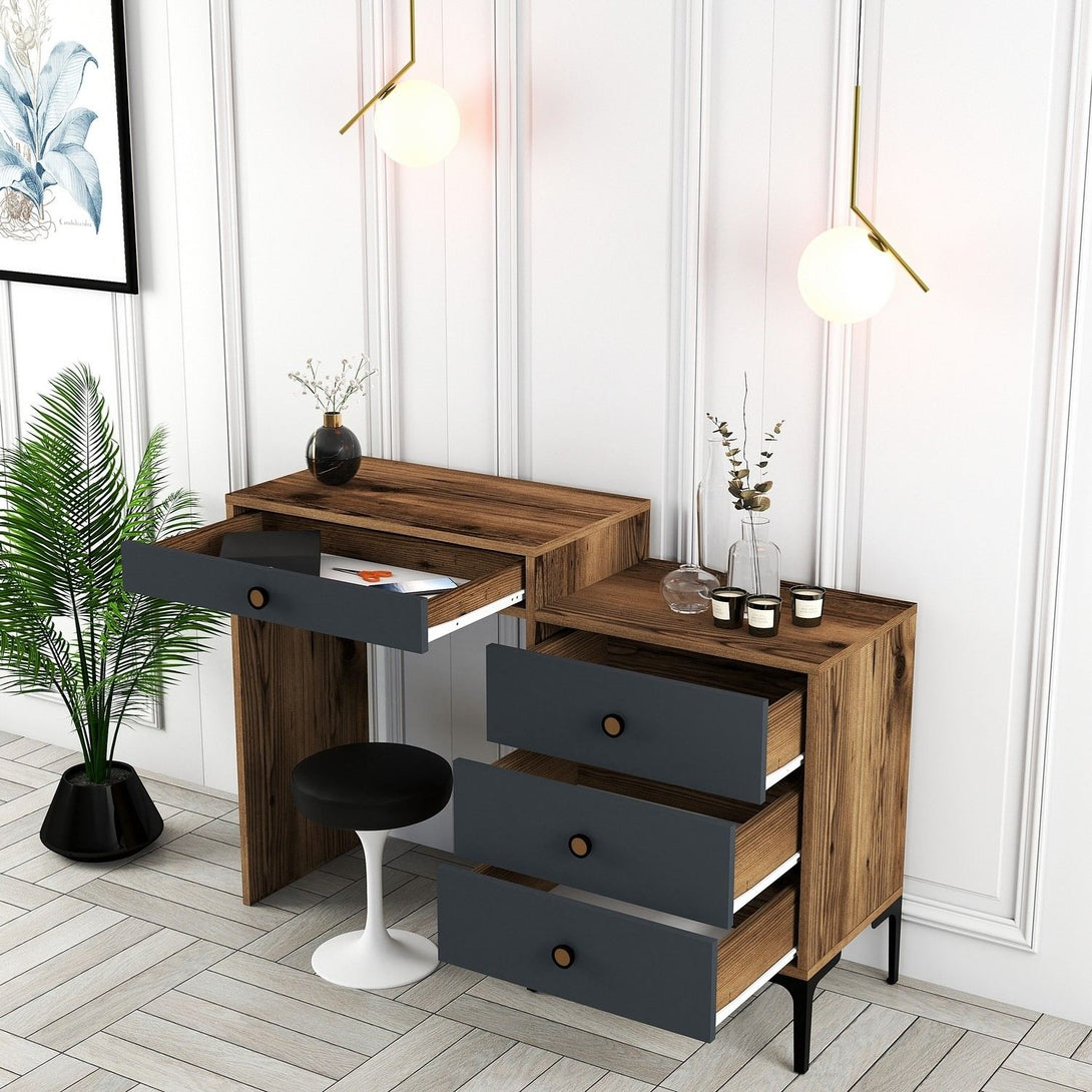 Fésülködő asztal Lizbon 550 - Walnut, Anthracite-Vashome.sk