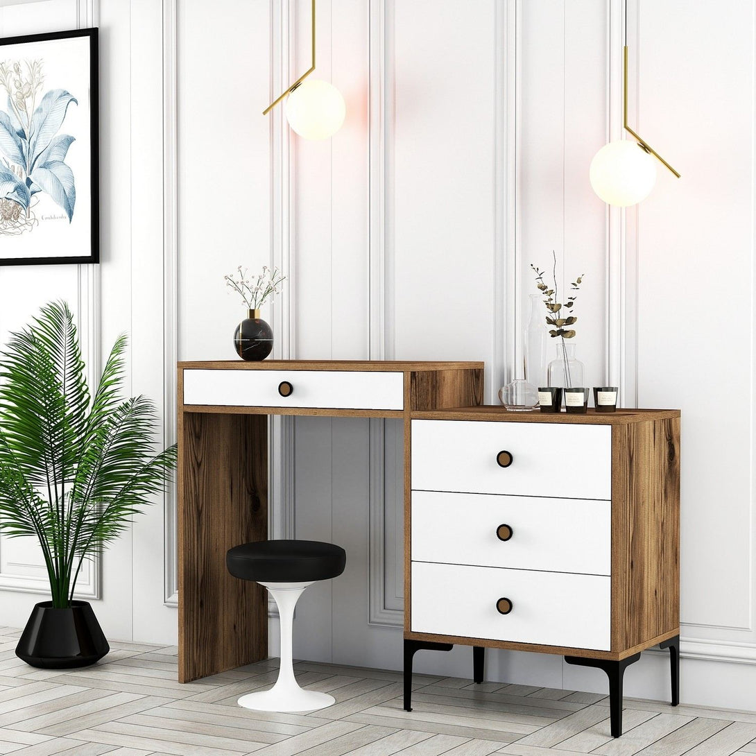 Fésülködő asztal Lizbon 551 - Walnut, White-Vashome.sk