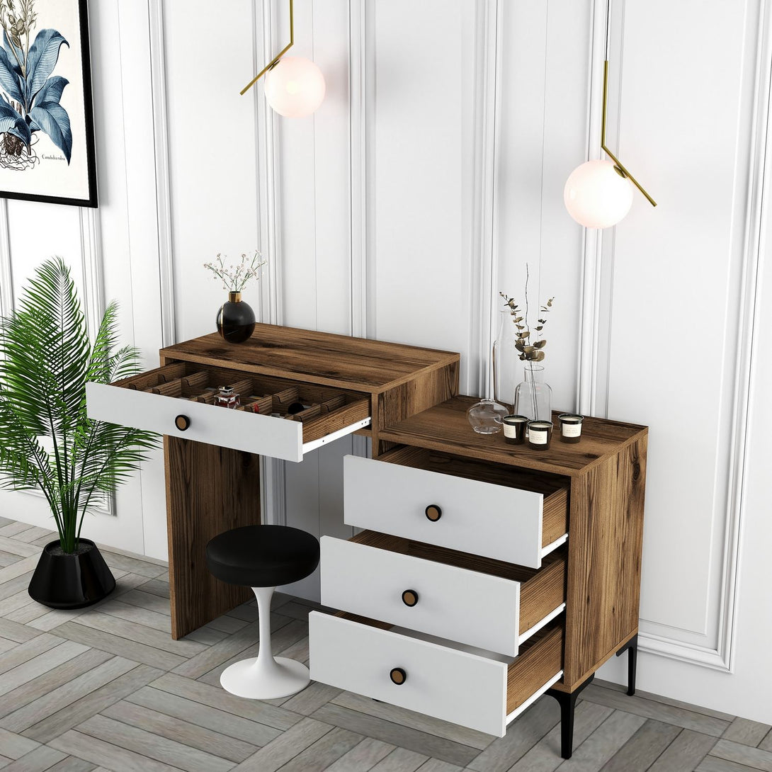 Fésülködő asztal Lizbon 551 - Walnut, White-Vashome.sk